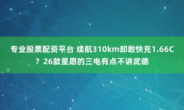 专业股票配资平台 续航310km却敢快充1.66C？26款星愿的三电有点不讲武德